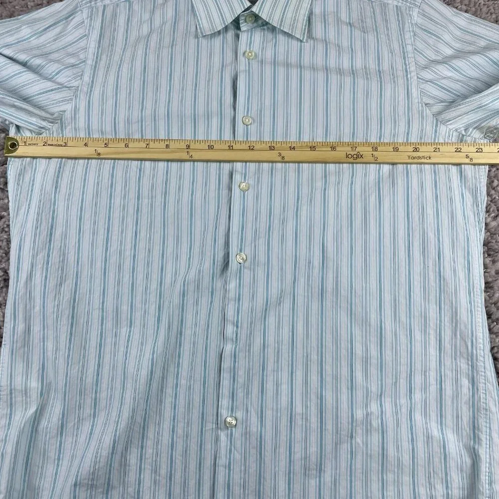 Hugo Boss Dress Shirt Men's Size 42 16.5 Blue Striped Button Up Long Sleeve - Picture 10 of 13